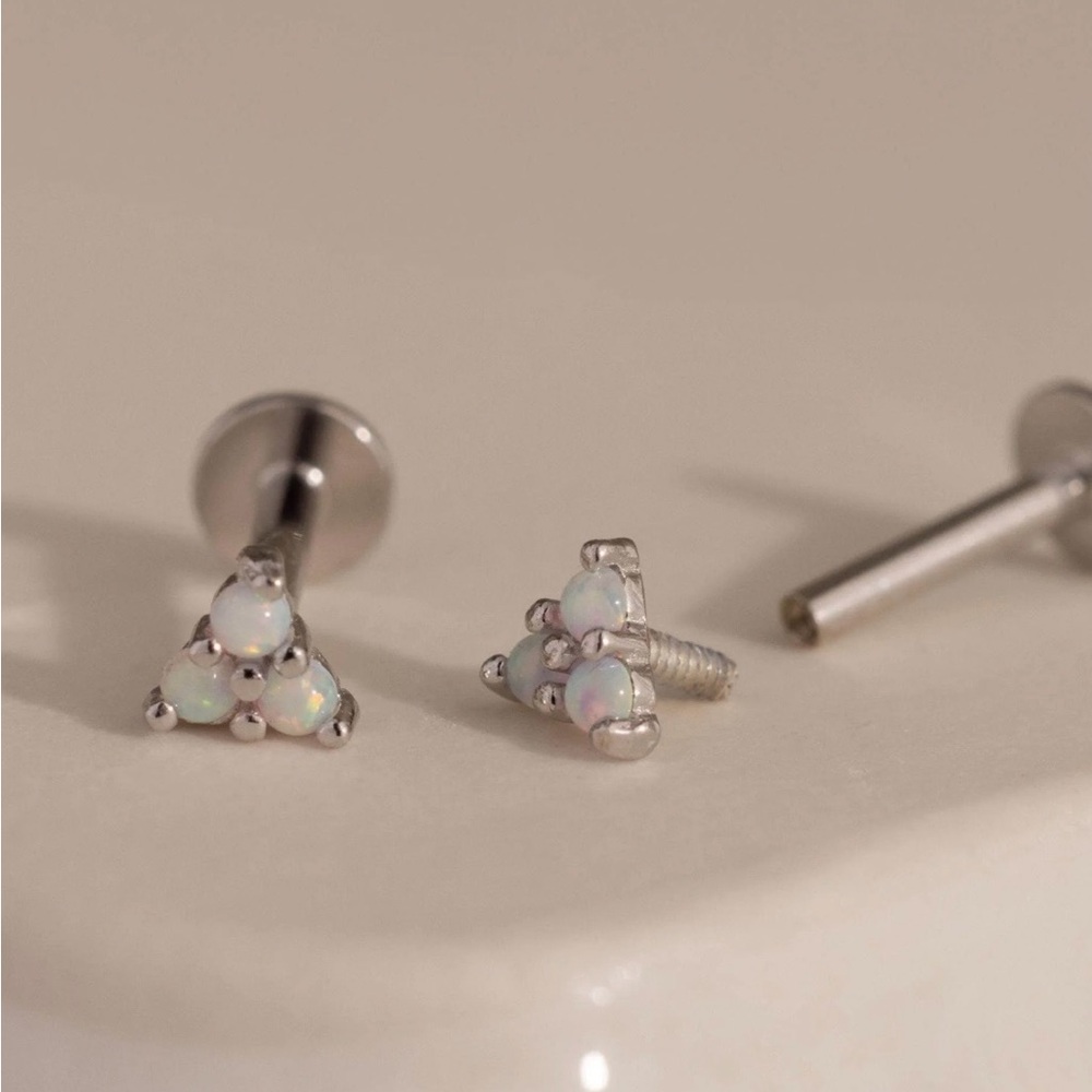 3 Pairs Silver Stud Flat Back Earrings by Caitlyn Minimalist - Picture 10 of 11